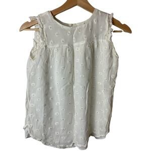 Loft White Gold Floral Sleeveless Blouse Top Women's Size Petite XXSP